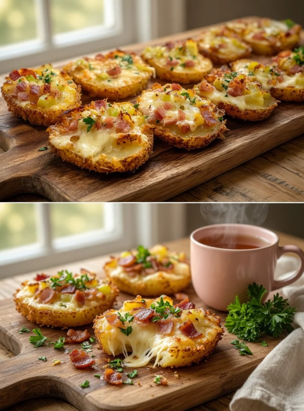 Healthy air-fryer potatoes served in a bowl, garnished with herbs.