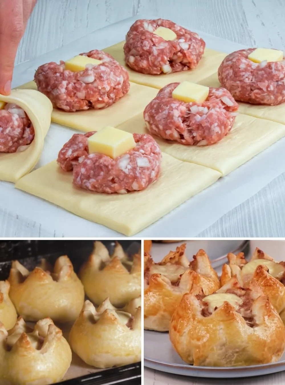 Deliciously stuffed meat pockets with cheese filling, ready to enjoy.