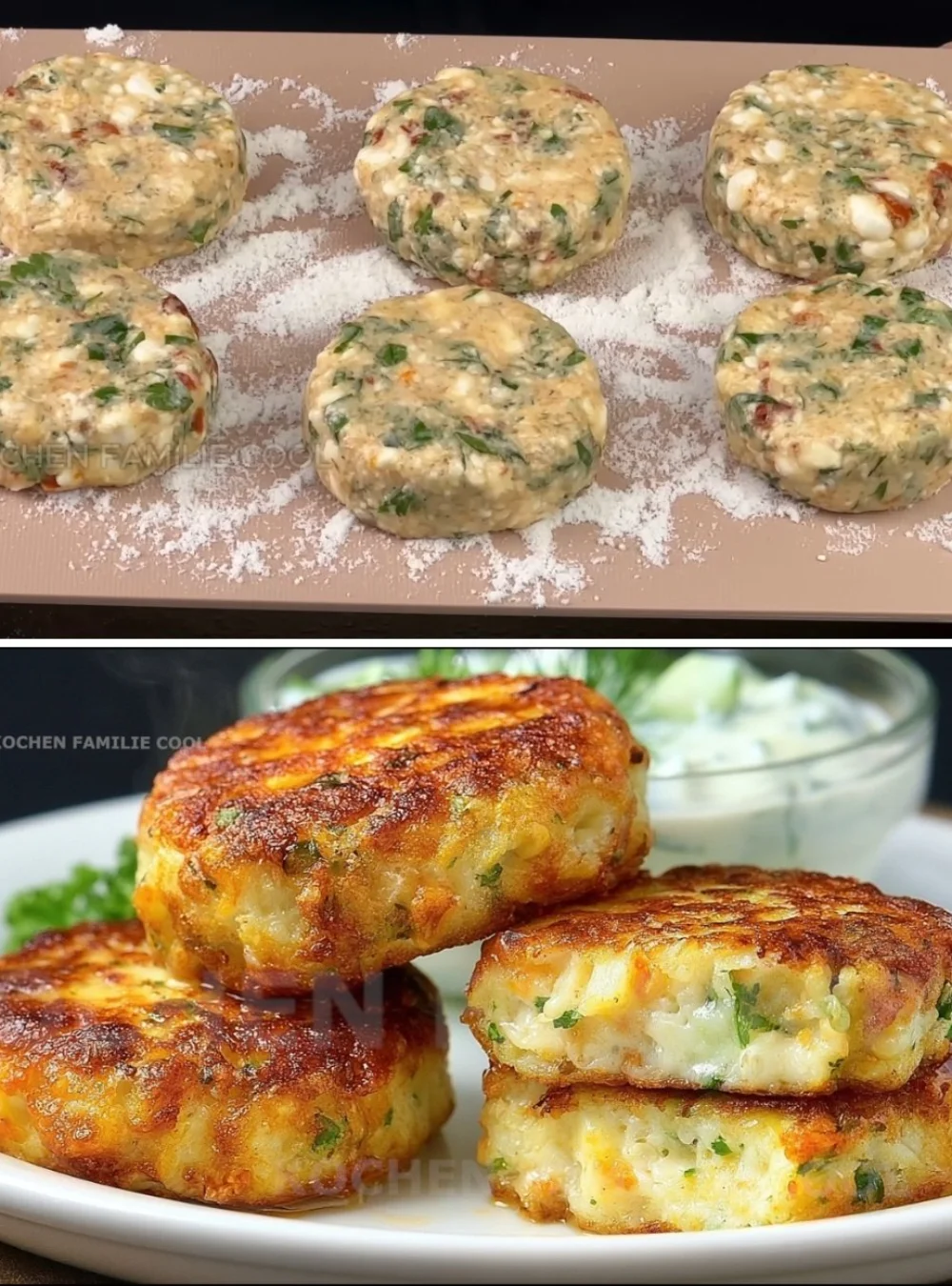 Delicious high-protein cottage cheese patties without flour on a plate