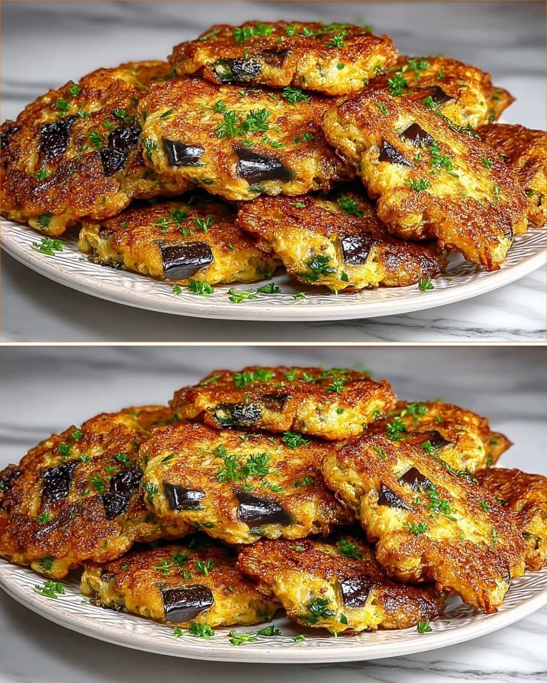 Homemade crispy eggplant patties served with dipping sauce