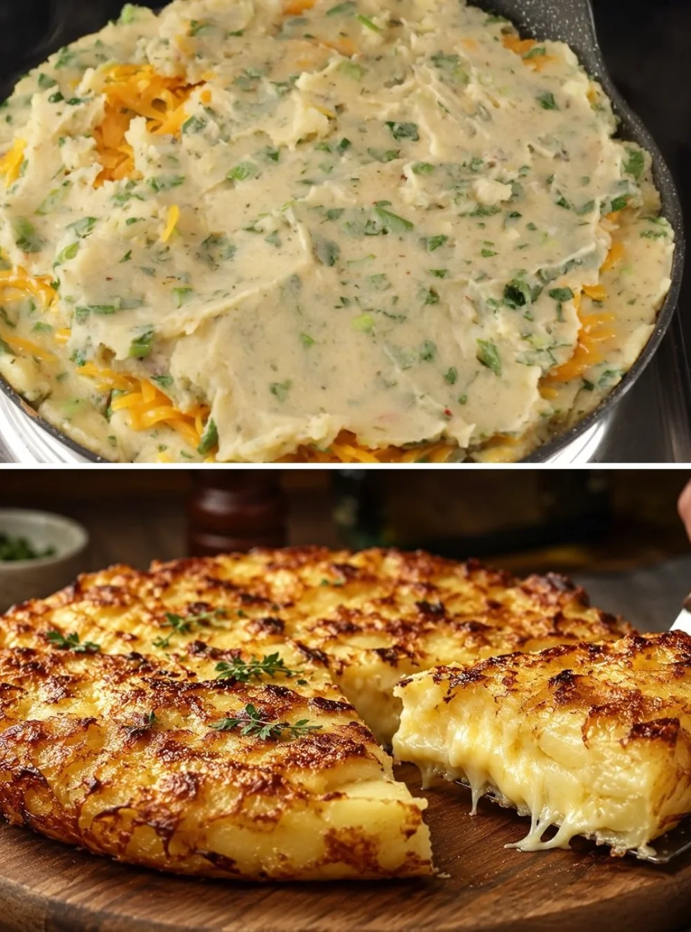 Plate of delicious Sicilian potatoes recipe garnished with herbs
