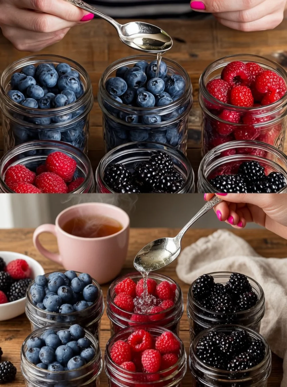 Fresh berries stored in jars for extended freshness
