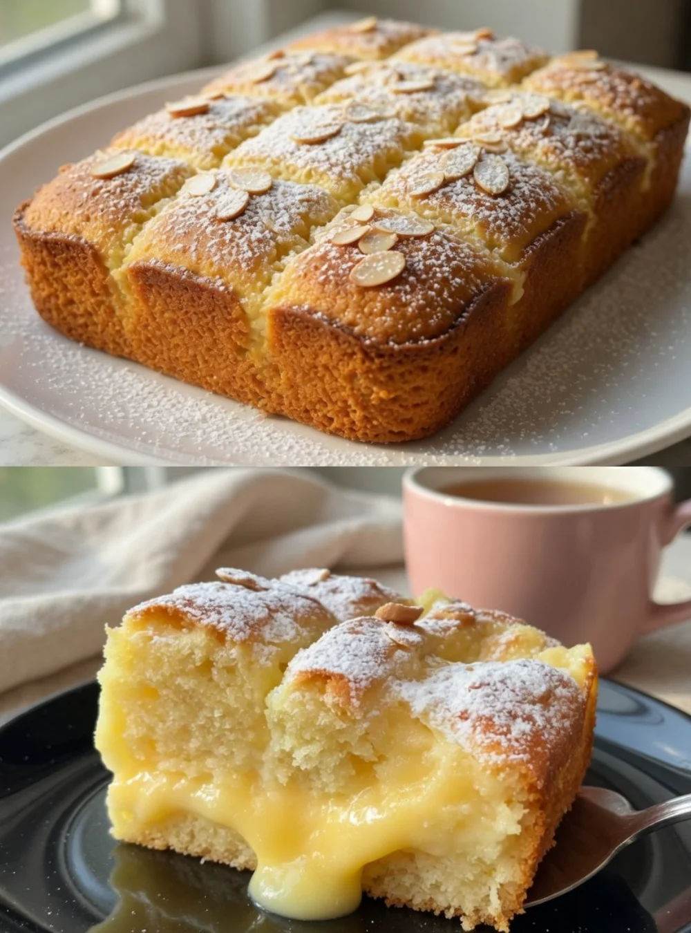 Delicious melt-in-your-mouth lemon cake served on a plate