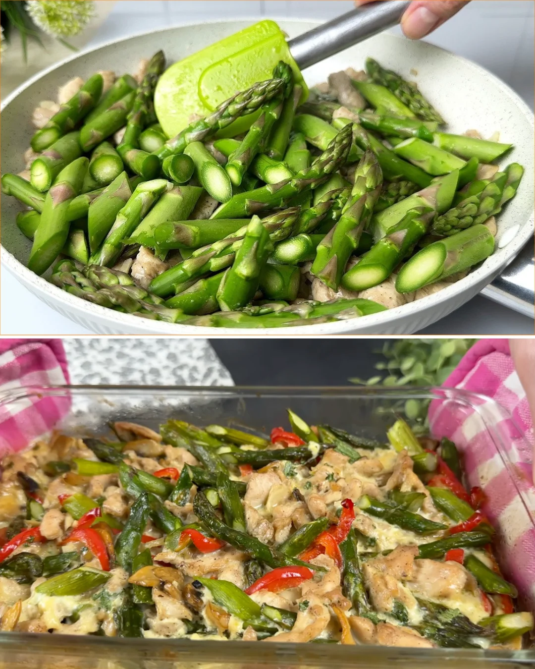 Plate of garlic parmesan roasted asparagus garnished with herbs