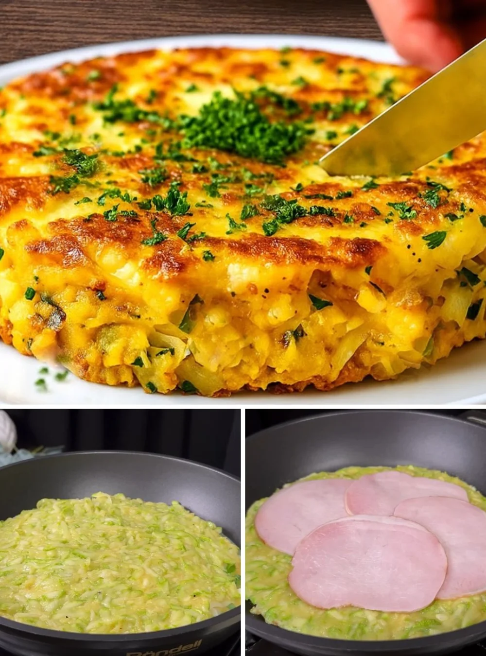 Delicious zucchini egg casserole fresh from the oven