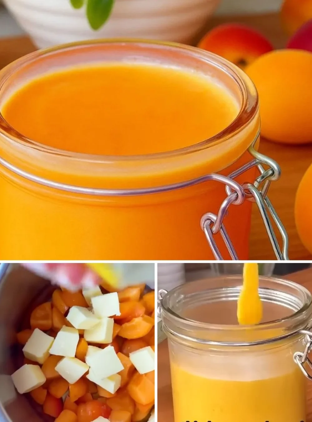 Homemade apricot butter spread on toast