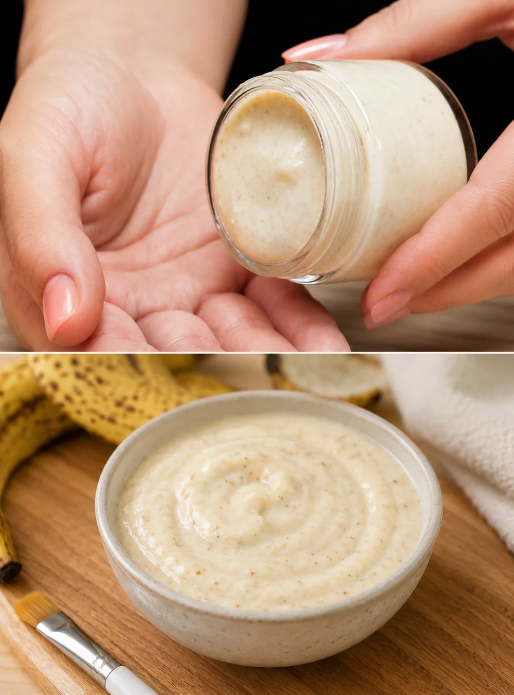 Banana peel face mask for reducing wrinkles and rejuvenating skin.
