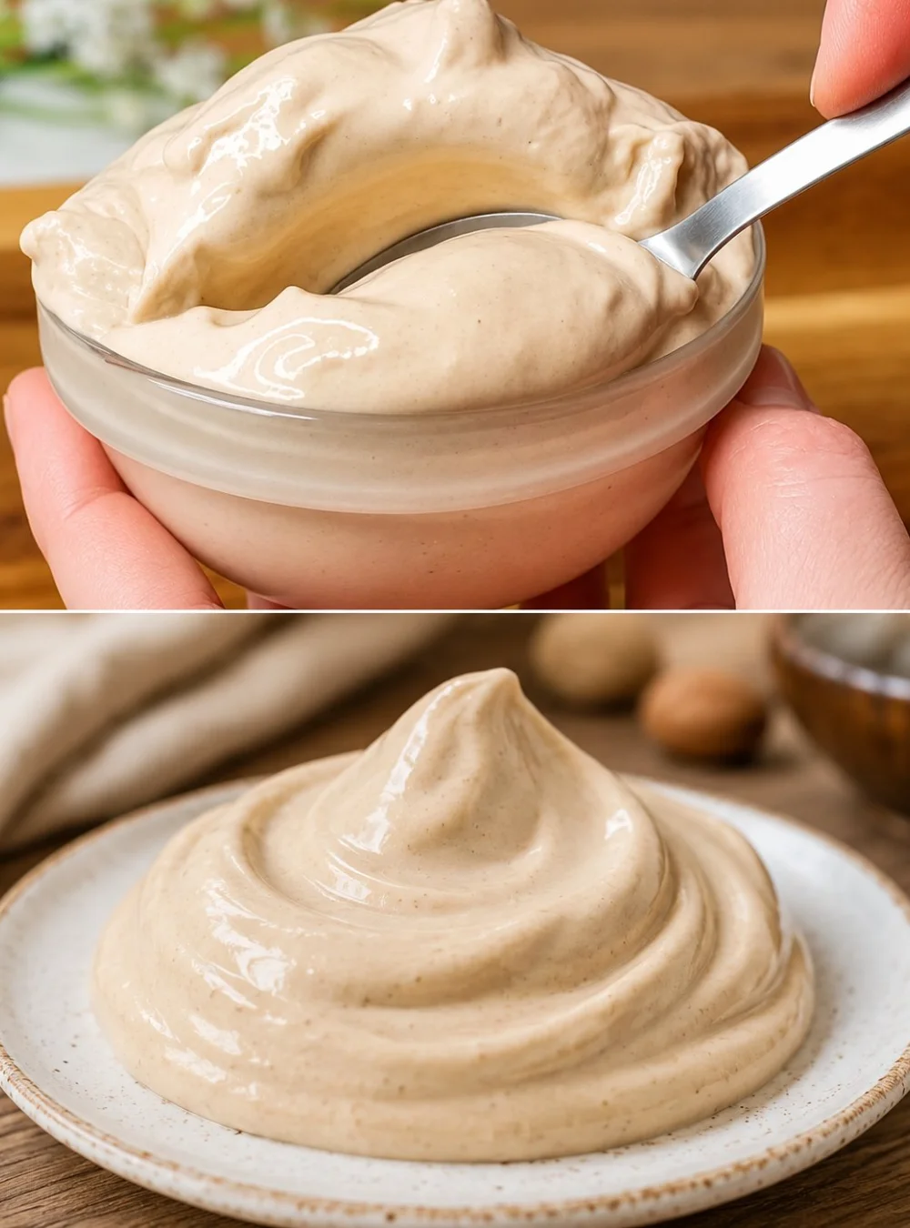 Homemade creamy coffee ice cream served in a bowl with coffee beans