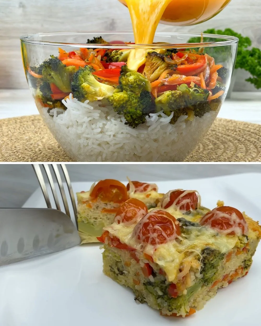 Creamy Rice and Vegetable Casserole baked dish ready to serve