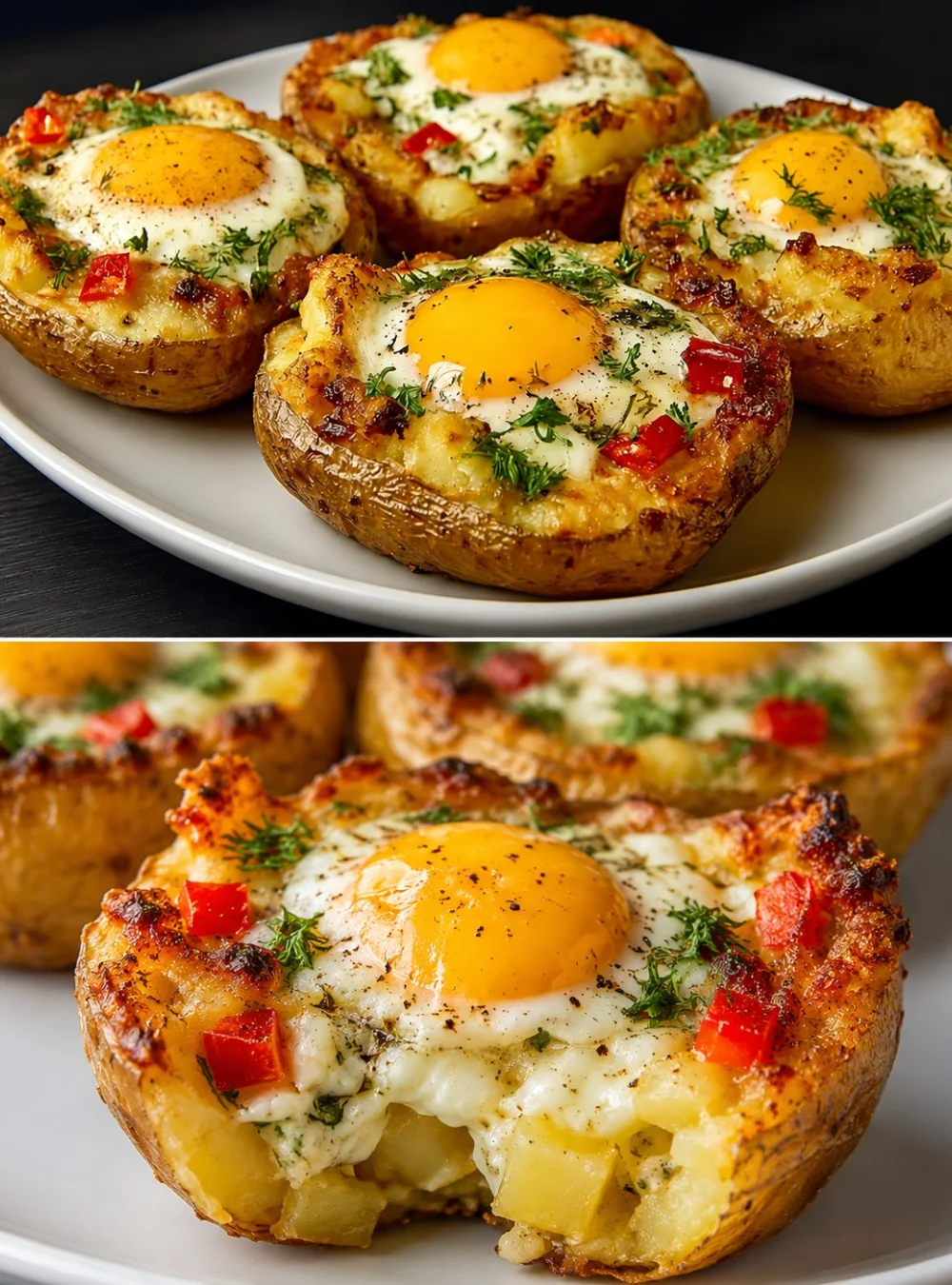 Crispy potato nests filled with delicious ingredients