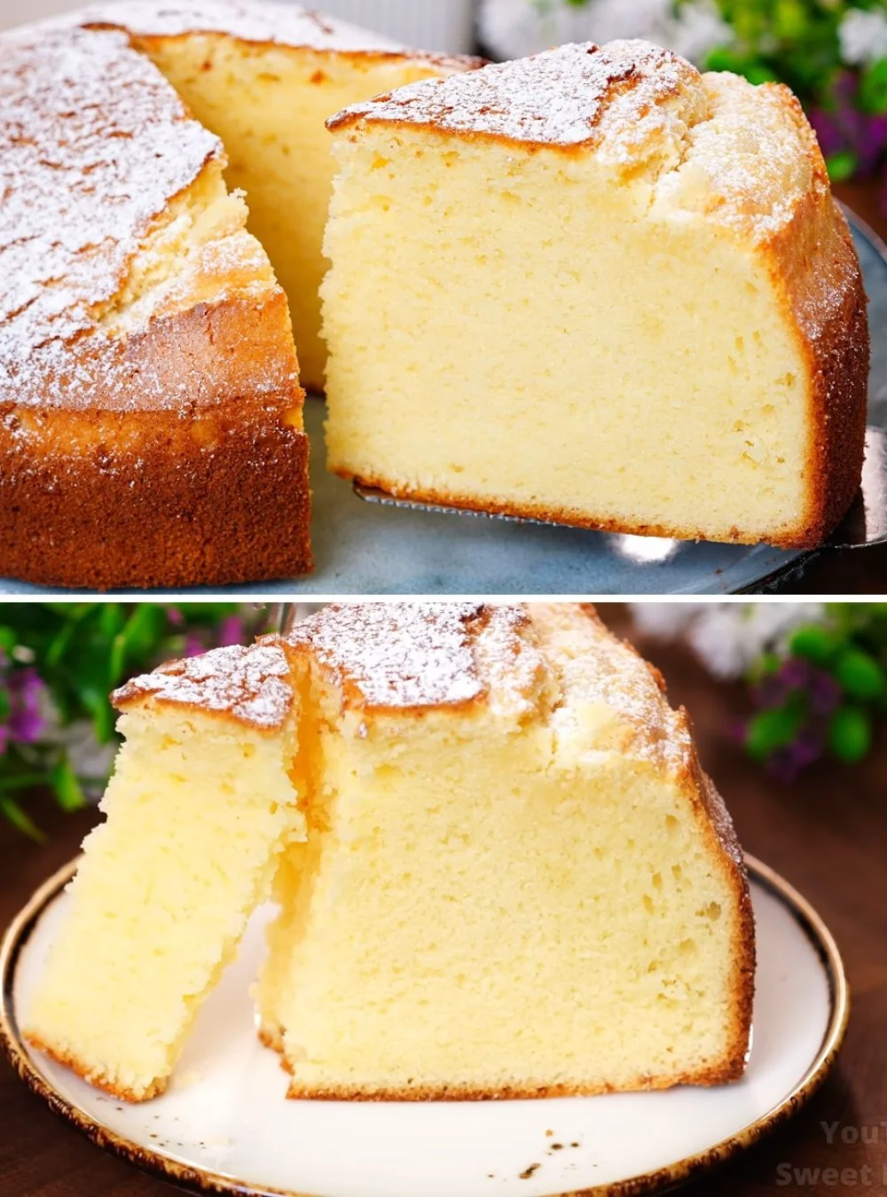 Delicious slice of easy condensed milk cake on a plate