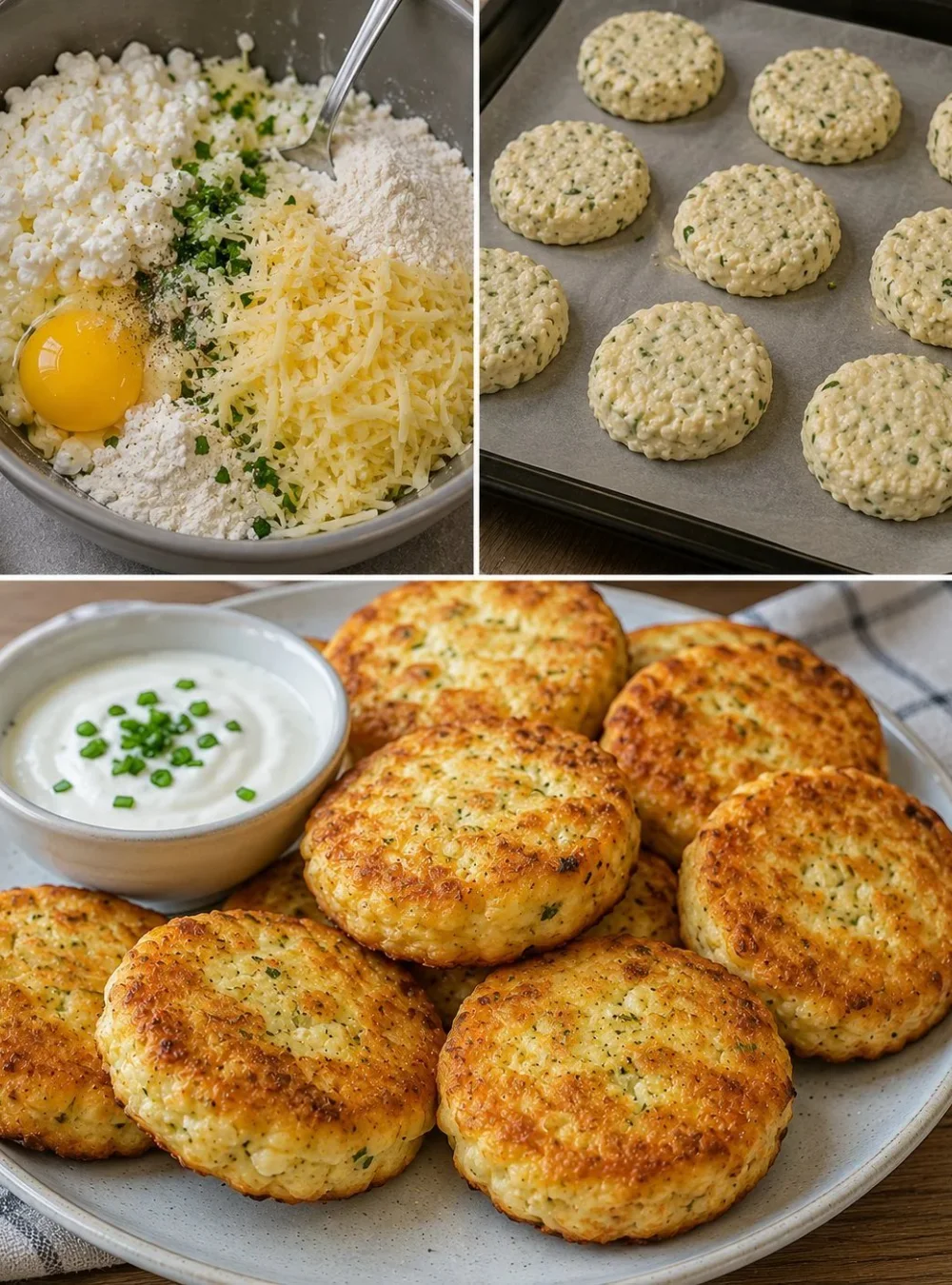 Delicious homemade cottage cheese patties served on a plate