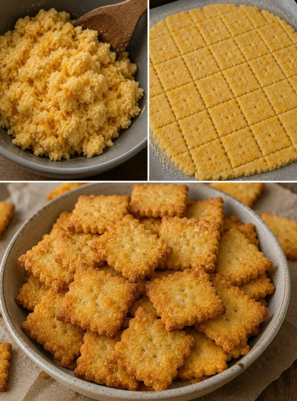 Homemade crispy crackers recipe with golden, crunchy texture.