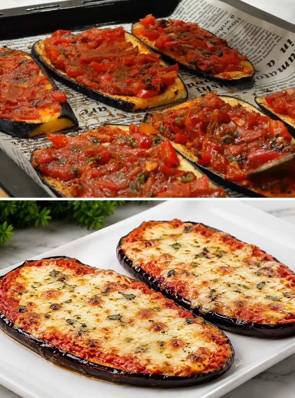 Deliciously baked eggplant dish with herbs and spices