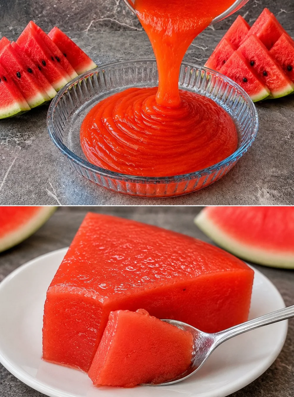 Delicious easy watermelon dessert served in a bowl with mint garnish.