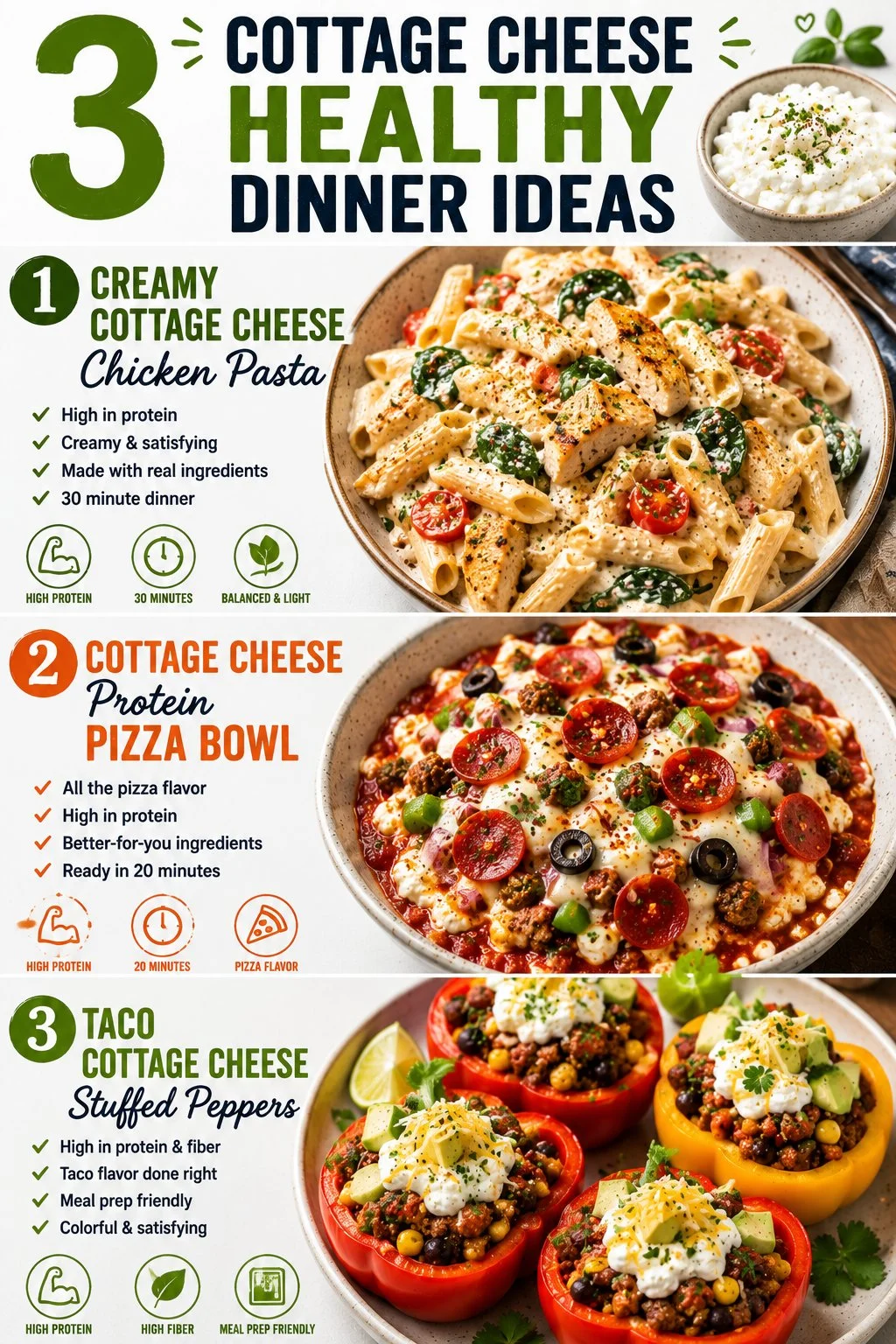 Healthy dinner ideas featuring cottage cheese as a nutritious ingredient