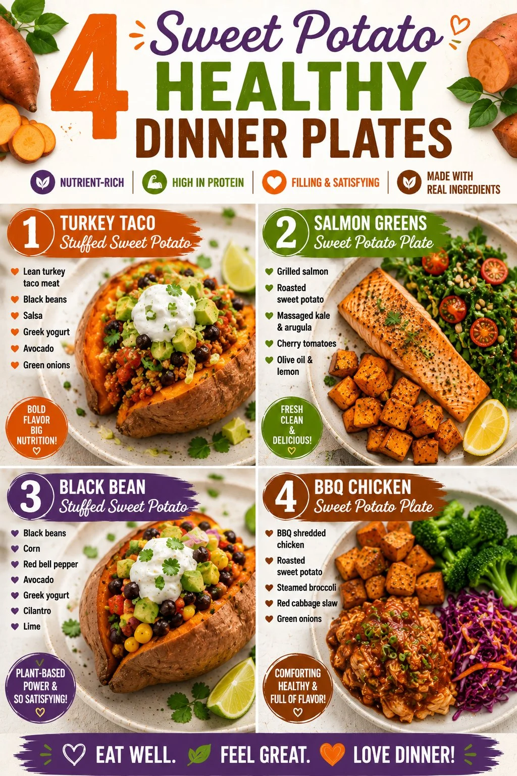 Healthy sweet potato dinner plates for busy weeknights