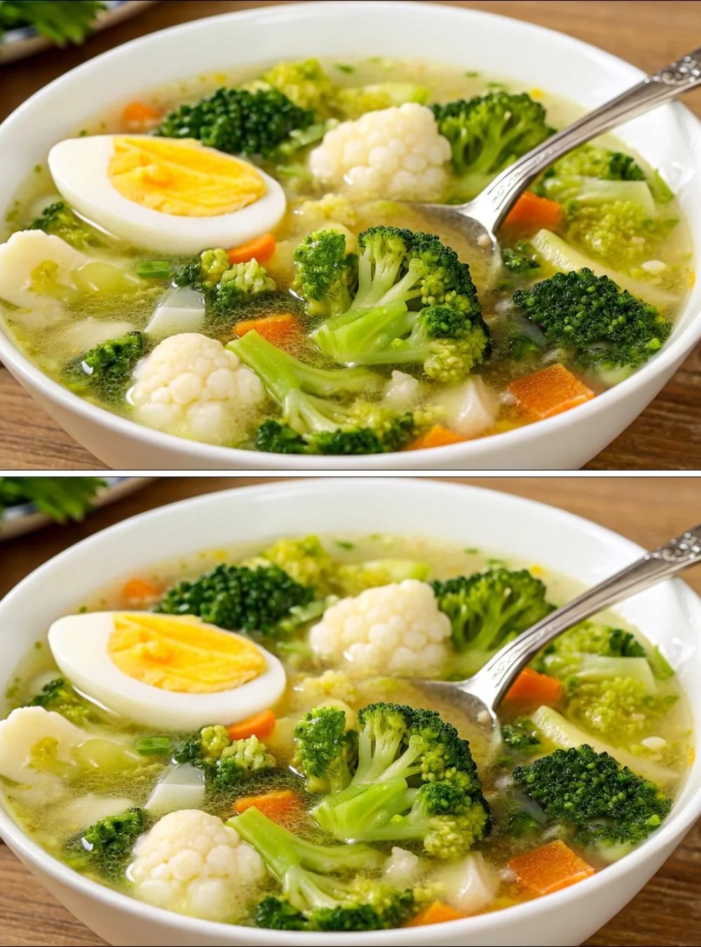 A bowl of heartwarming vegetable soup with fresh vegetables and herbs