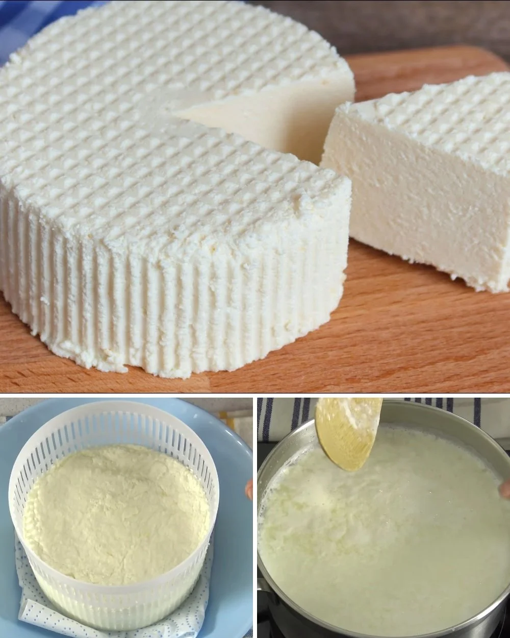 A plate of homemade fresh cheese ready to serve with herbs and spices.