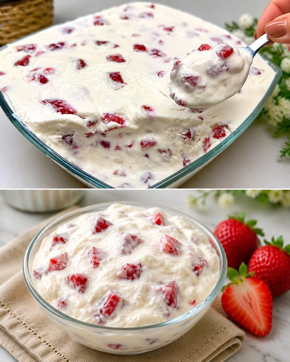 Delicious homemade ice cream in a colorful bowl topped with fresh fruits