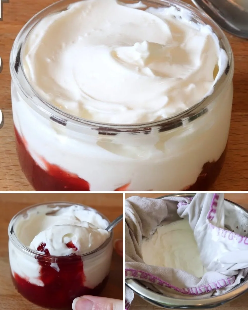 Homemade Greek yogurt in a bowl with fresh fruits and honey