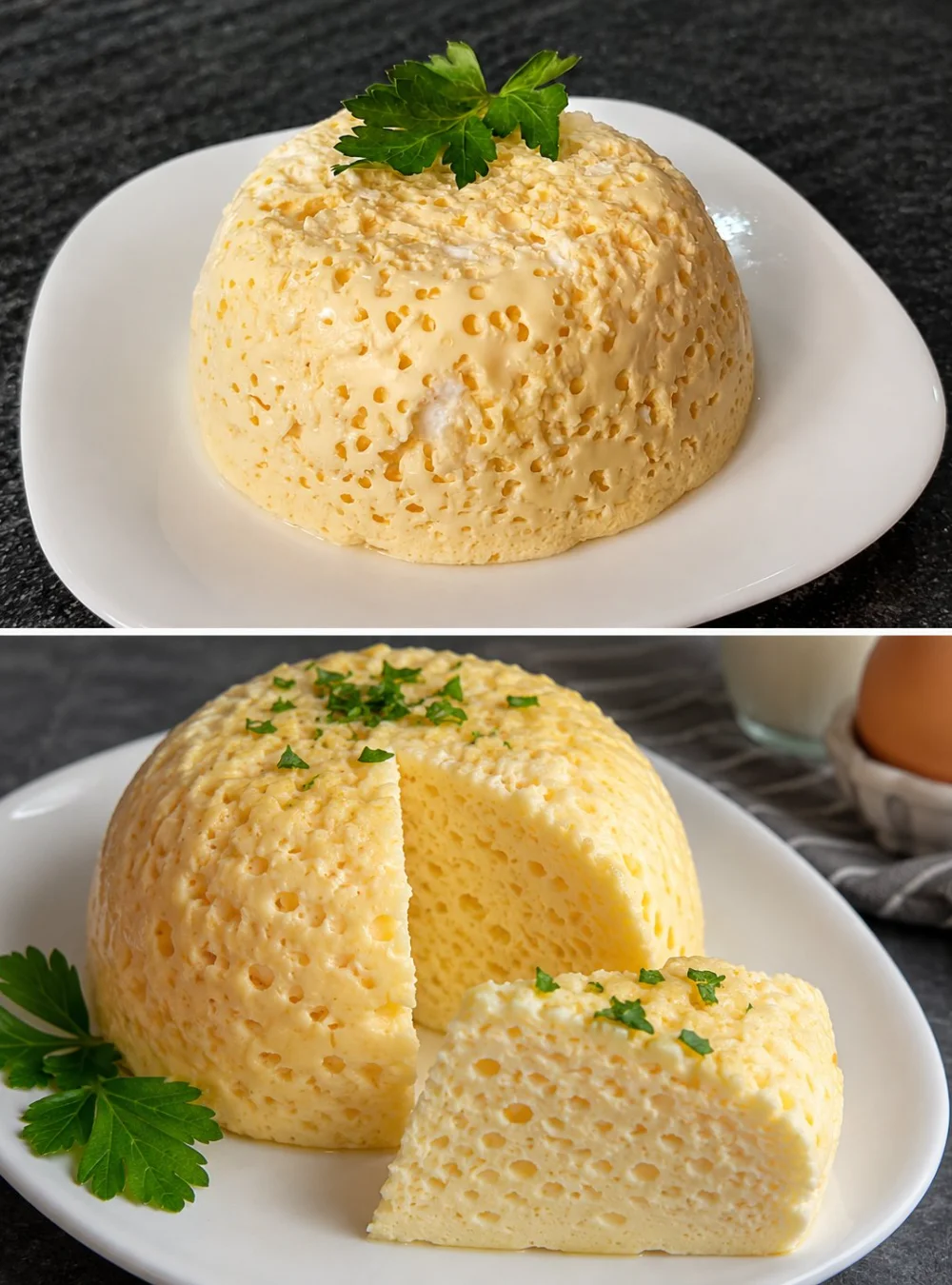 Delicious, creamy, and fluffy LUSH OMELET served for breakfast.