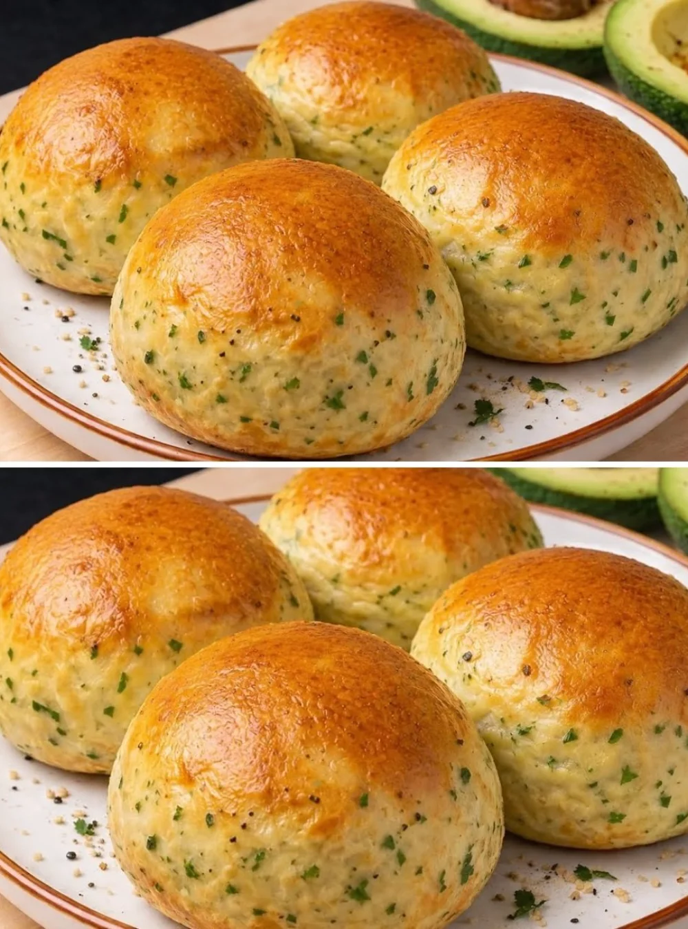 Freshly baked oat bread rolls on a wooden table