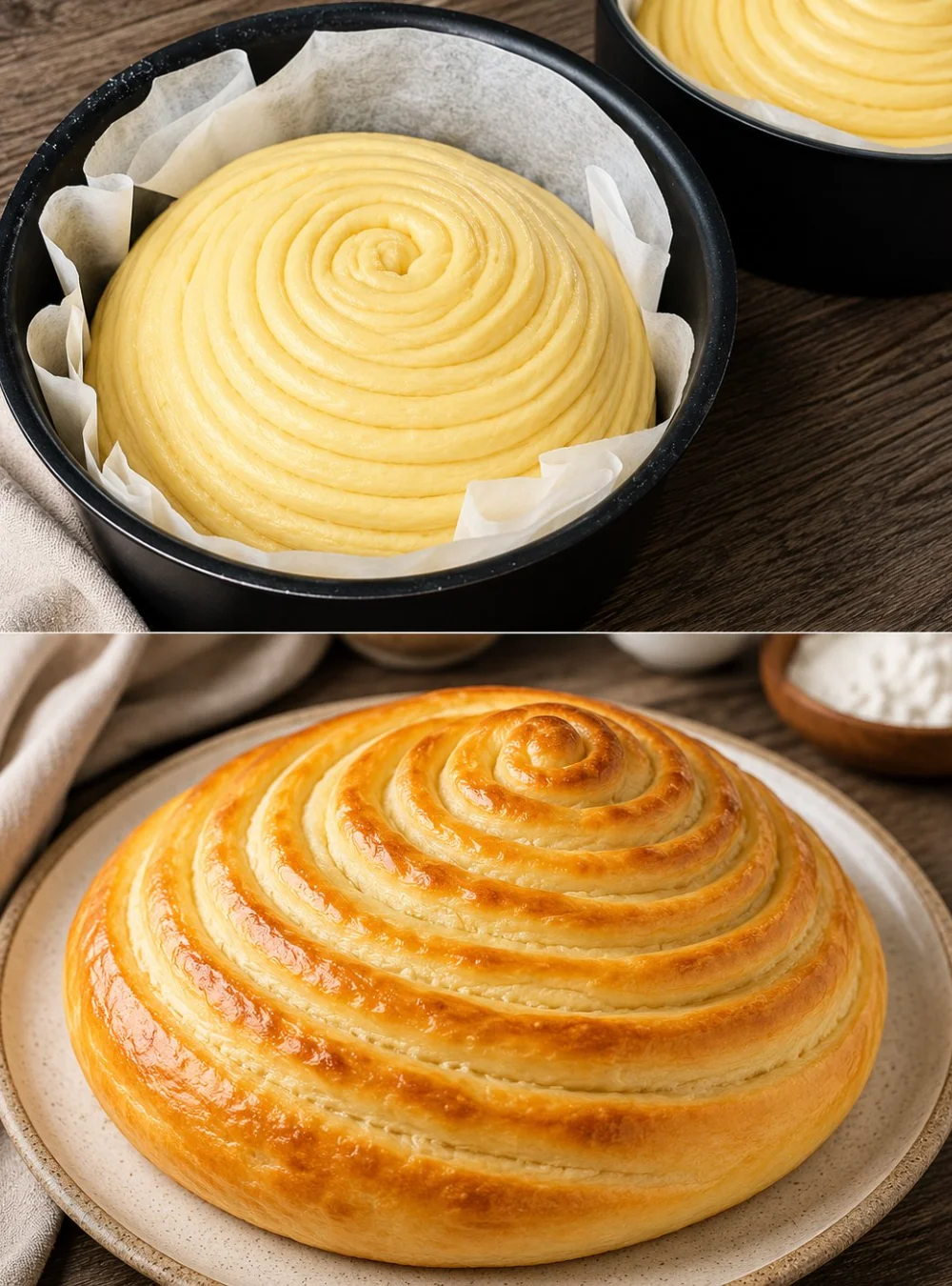 Soft, fluffy homemade bread baked fresh from the oven.