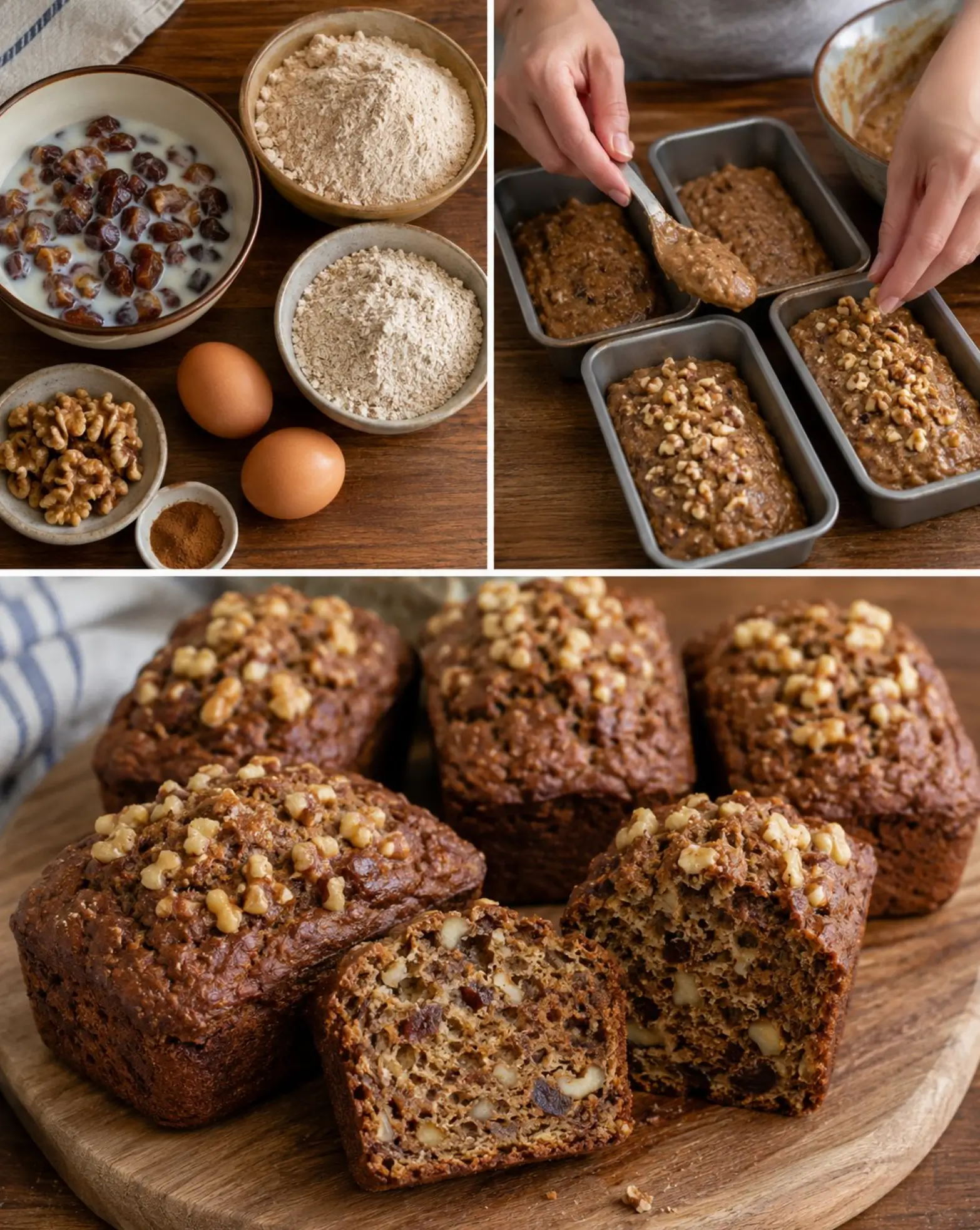 No-Added-Sugar Date Walnut Mini Loaves