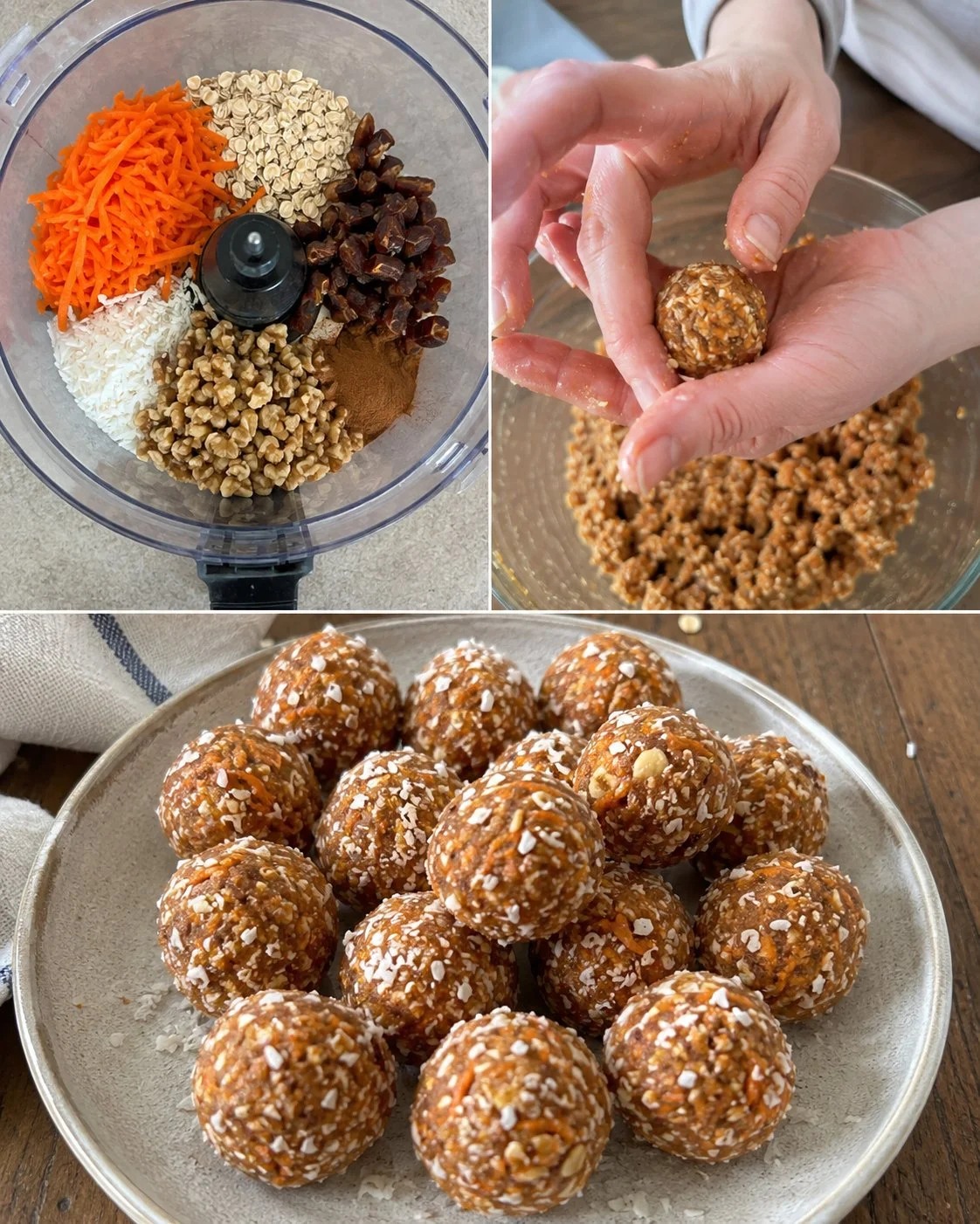 No-bake energy bites made with carrot cake ingredients