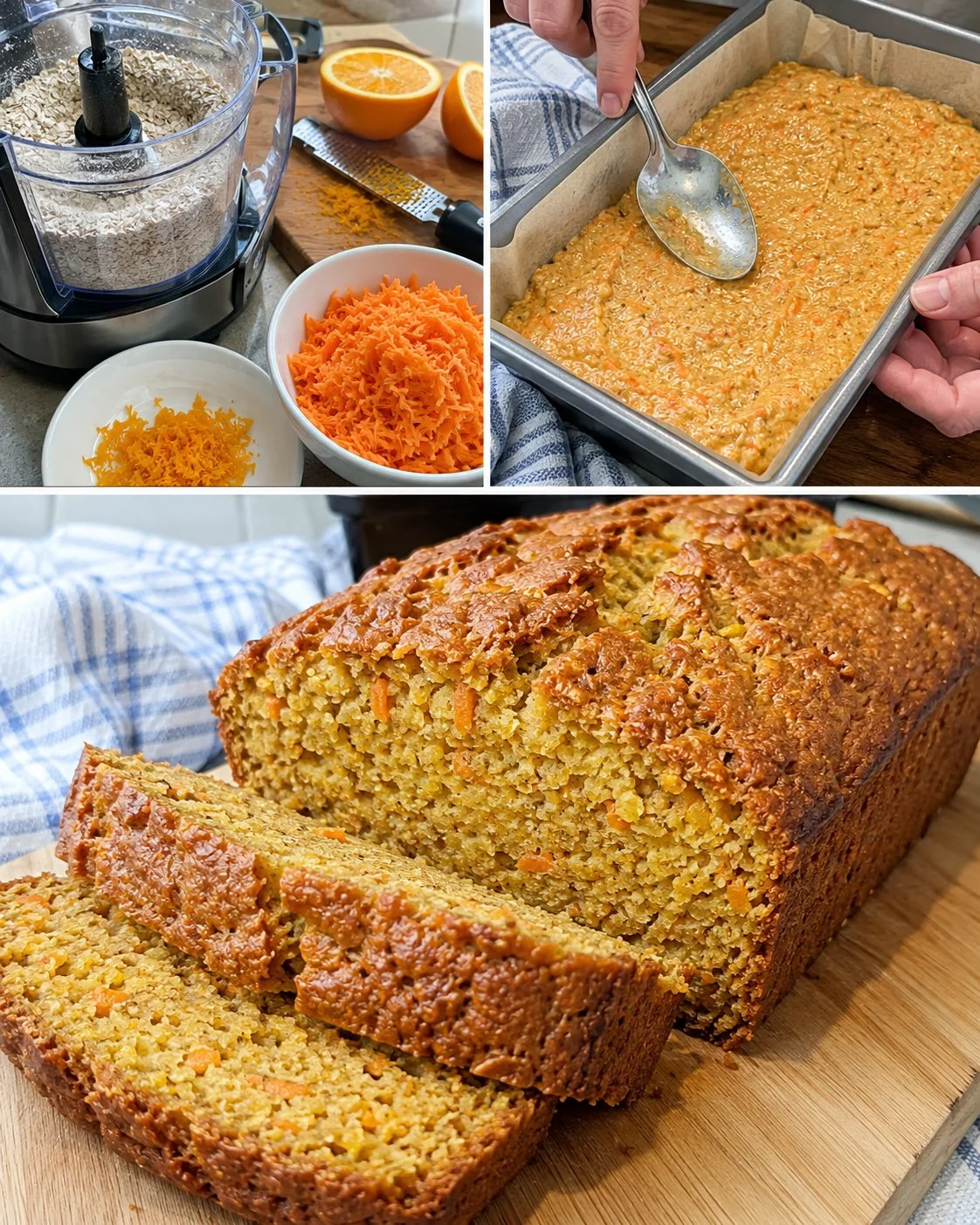 Healthy Carrot Orange Oatmeal Breakfast Loaf without white flour