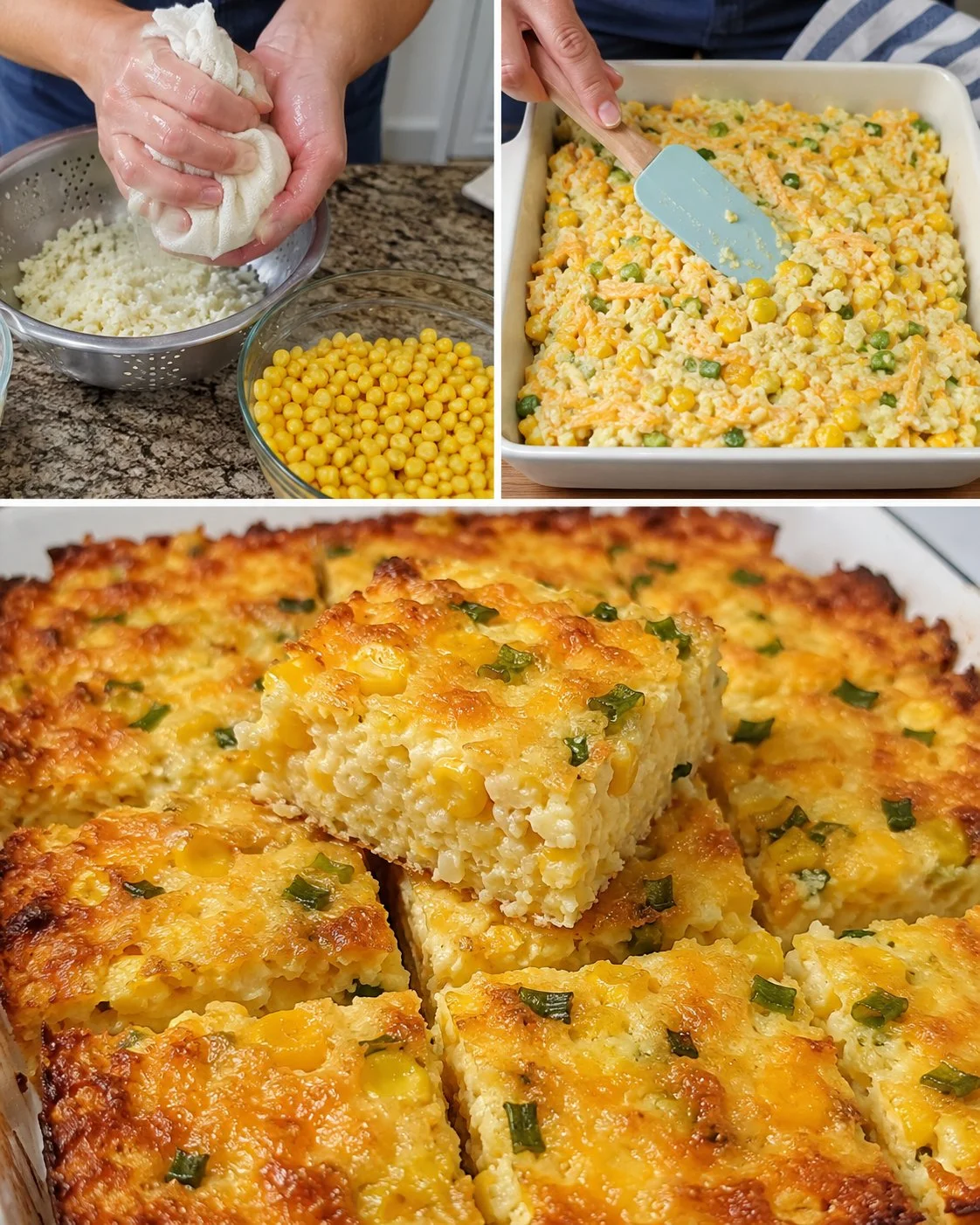 Corn and Cauliflower Cheddar Bake with a Crispy Top