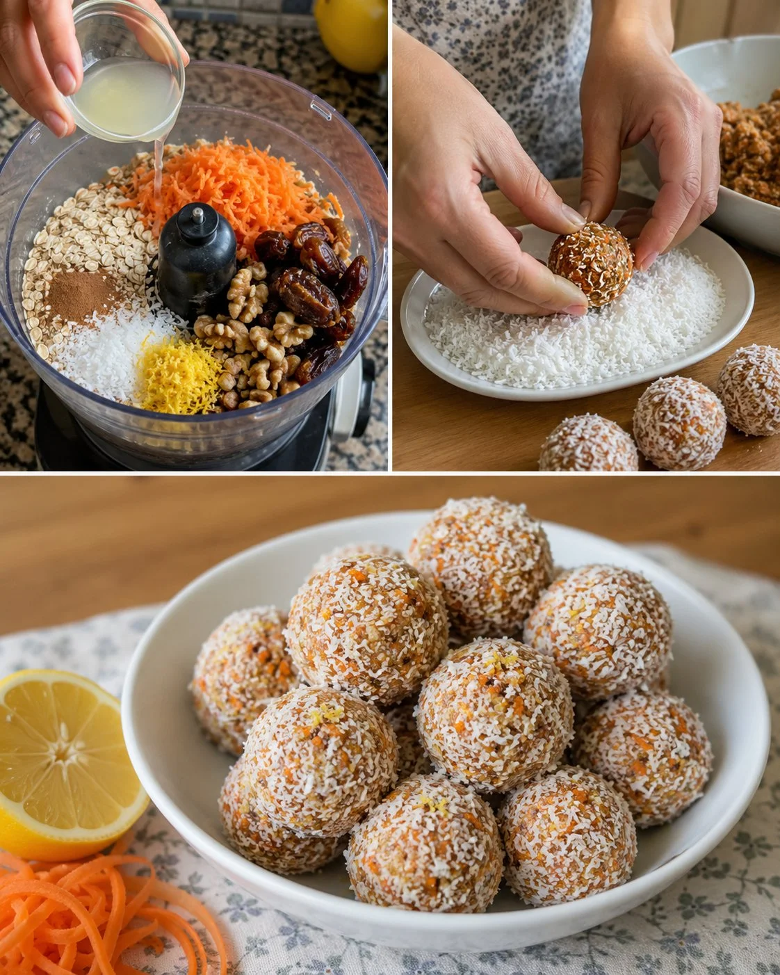Healthy Lemon Carrot Coconut Energy Bites - nutritious snack for energy boost