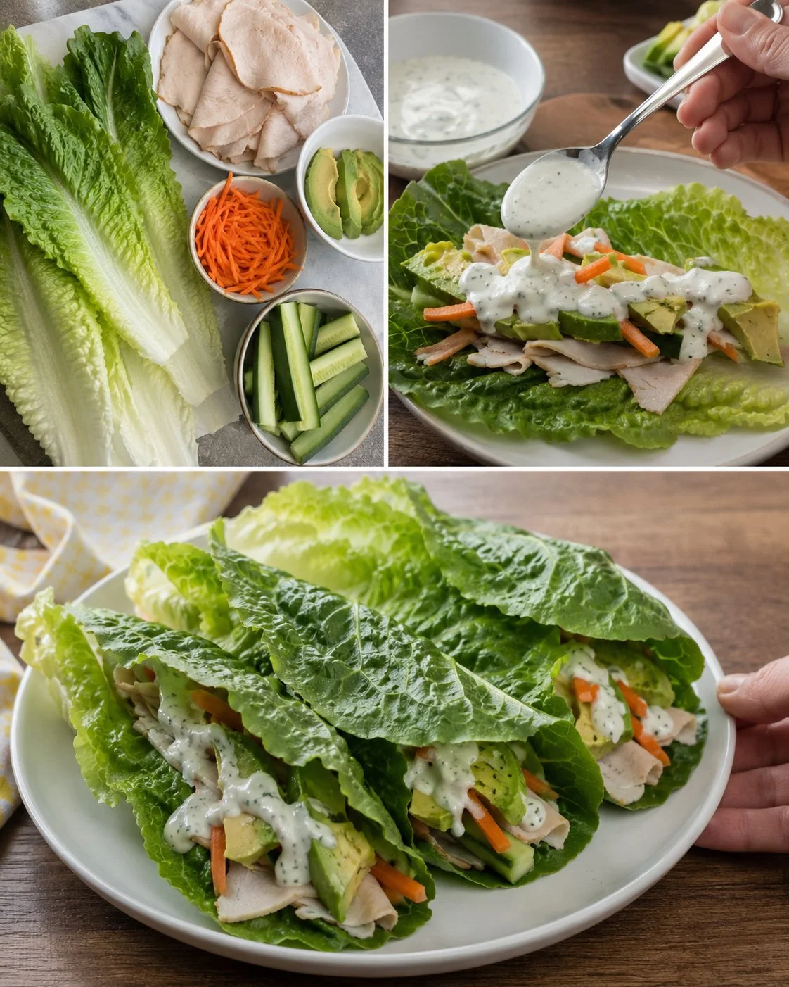 Healthy turkey avocado wraps made with lettuce and packed with flavor