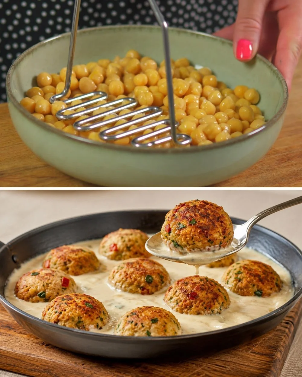 High-protein chickpea balls on a plate, ready to serve.
