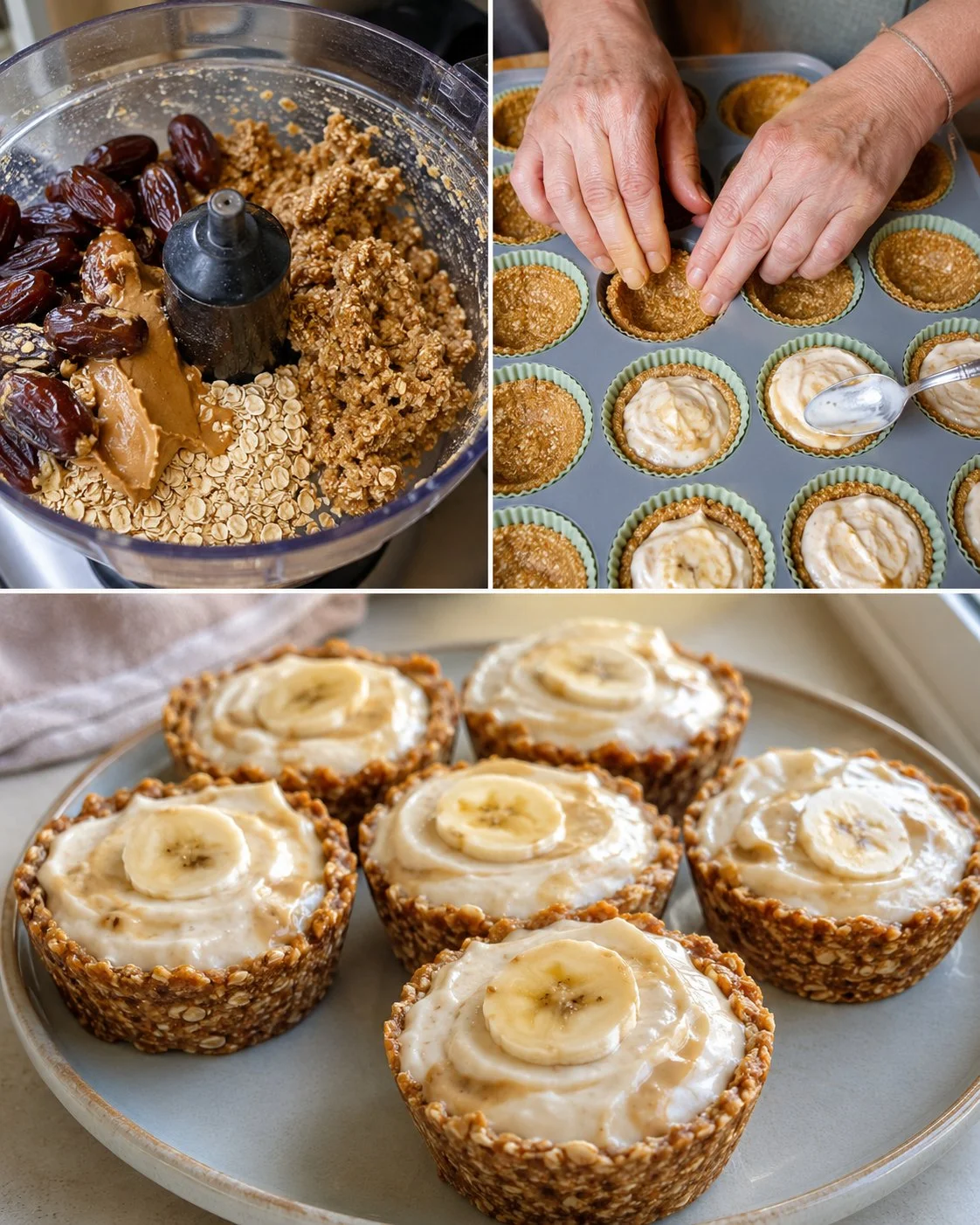 No-bake banana peanut butter yogurt pie cups in dessert cups