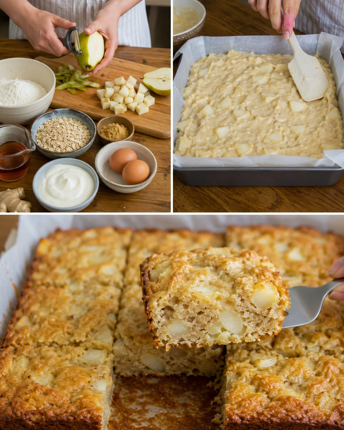 Delicious pear ginger yogurt breakfast squares for a healthy morning meal