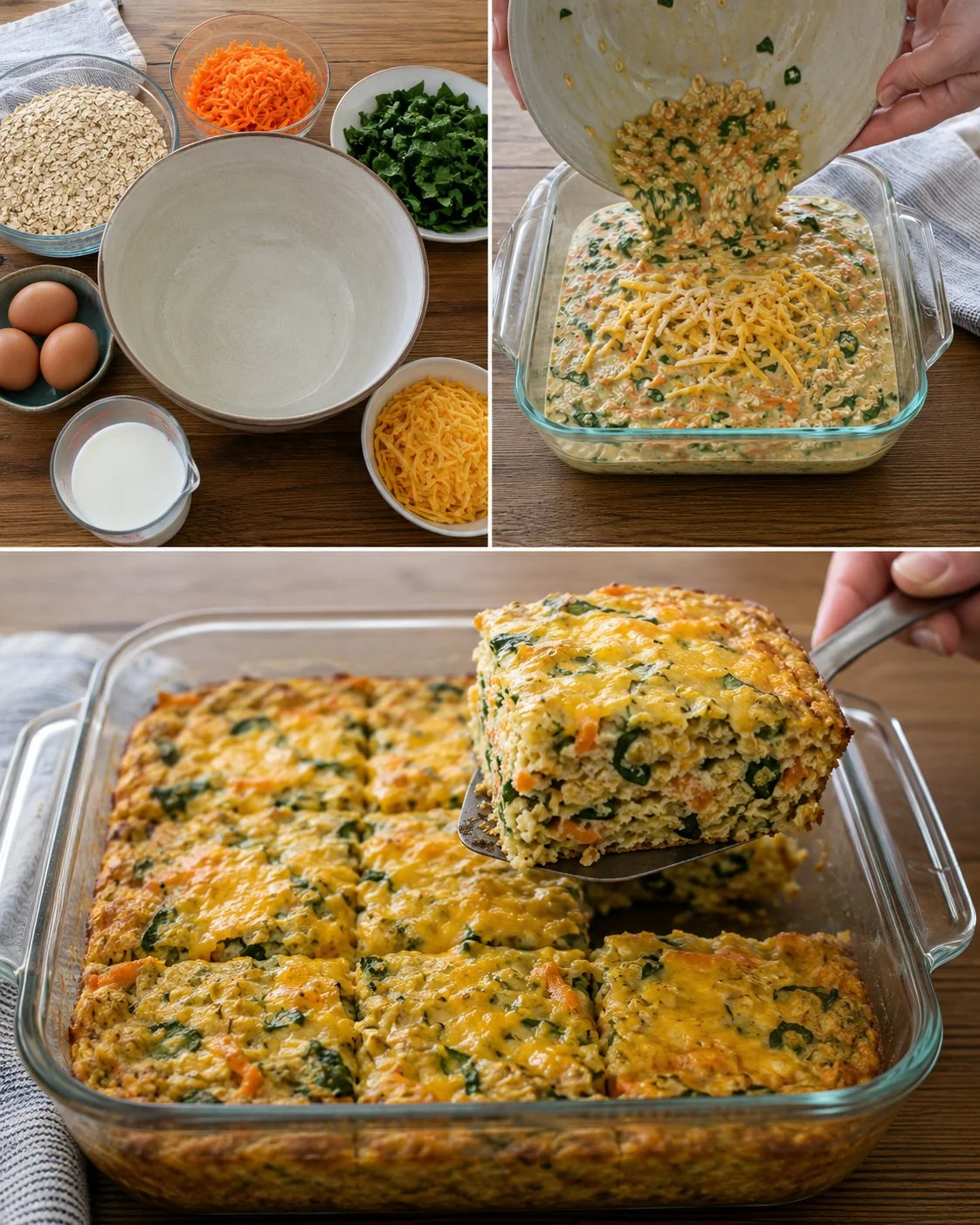 Savory oatmeal vegetable breakfast squares rich in nutrients and flavor