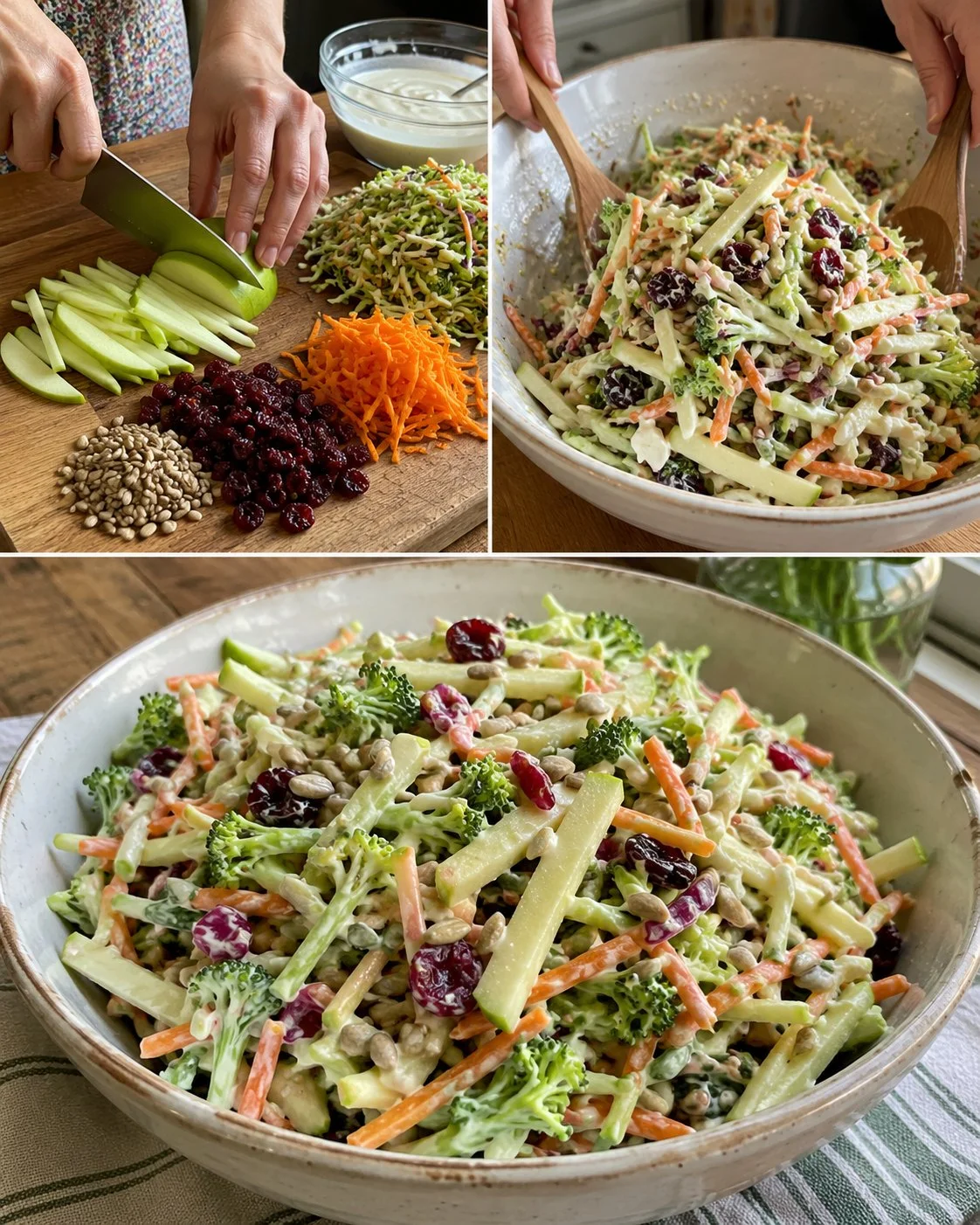 Crunchy apple broccoli slaw with vibrant colors and healthy ingredients