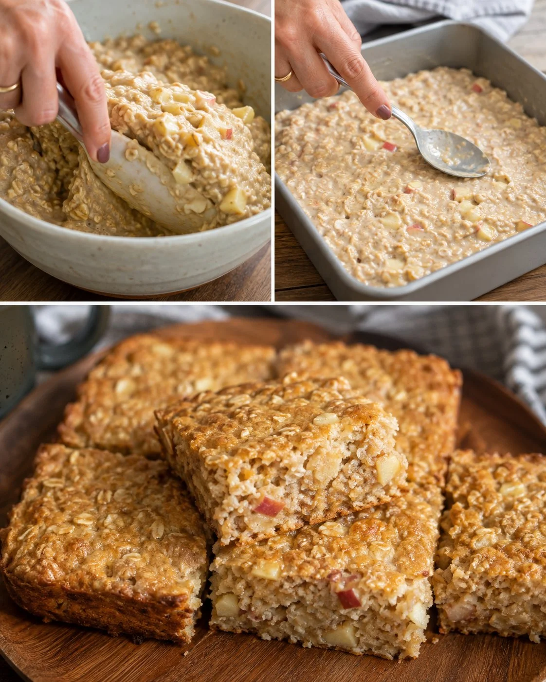 Delicious Apple Oat Yogurt Breakfast Squares topped with fresh apples and oats