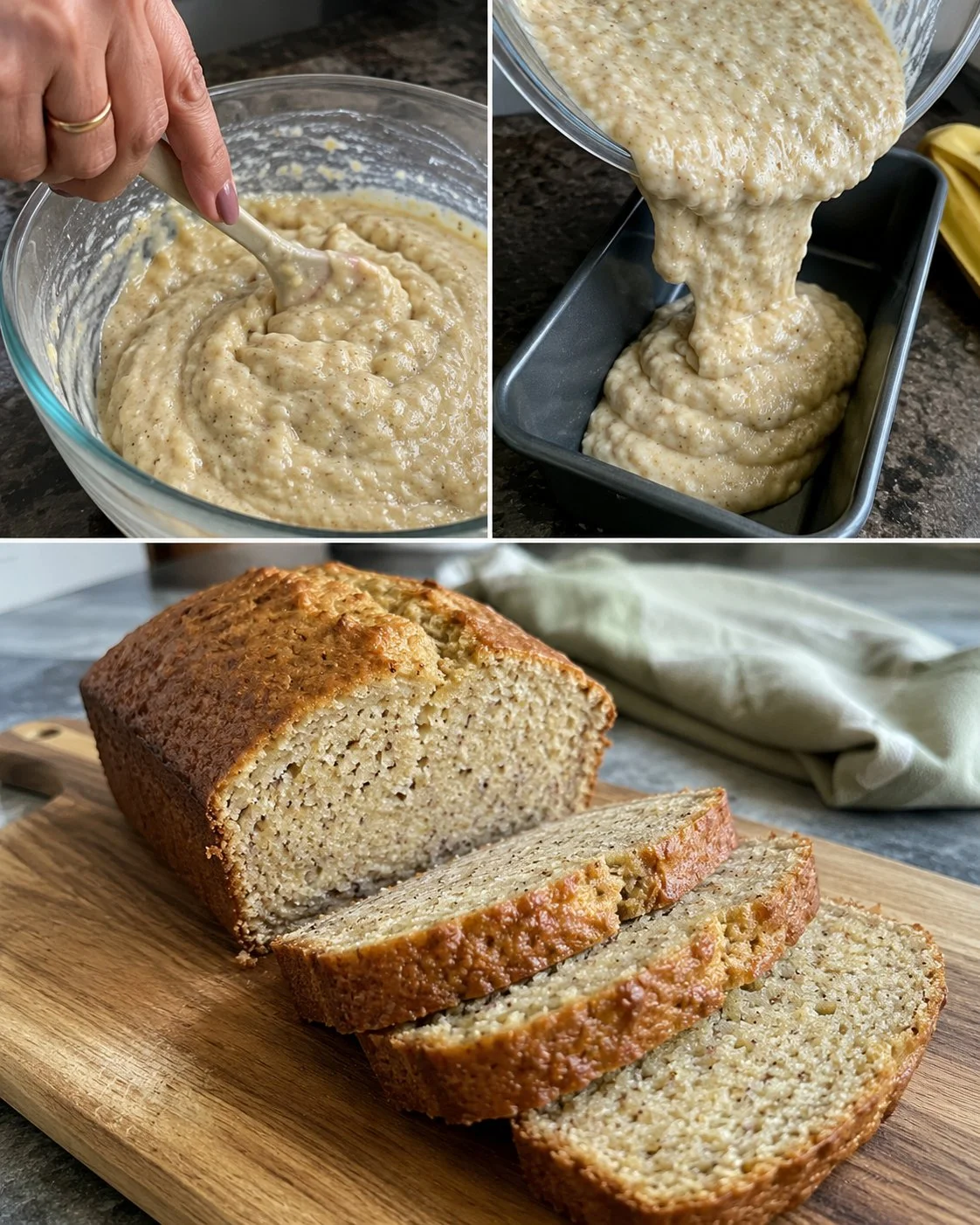 Delicious slice of Banana Yogurt Millet Cake with fresh bananas and yogurt