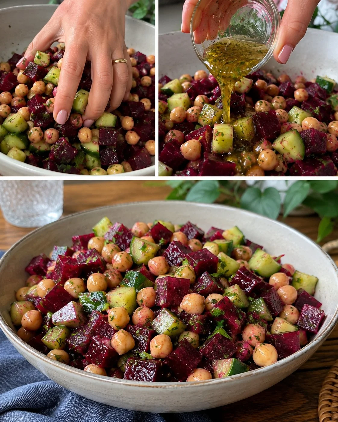 Vibrant Beet Chickpea Cucumber Bowl with fresh ingredients