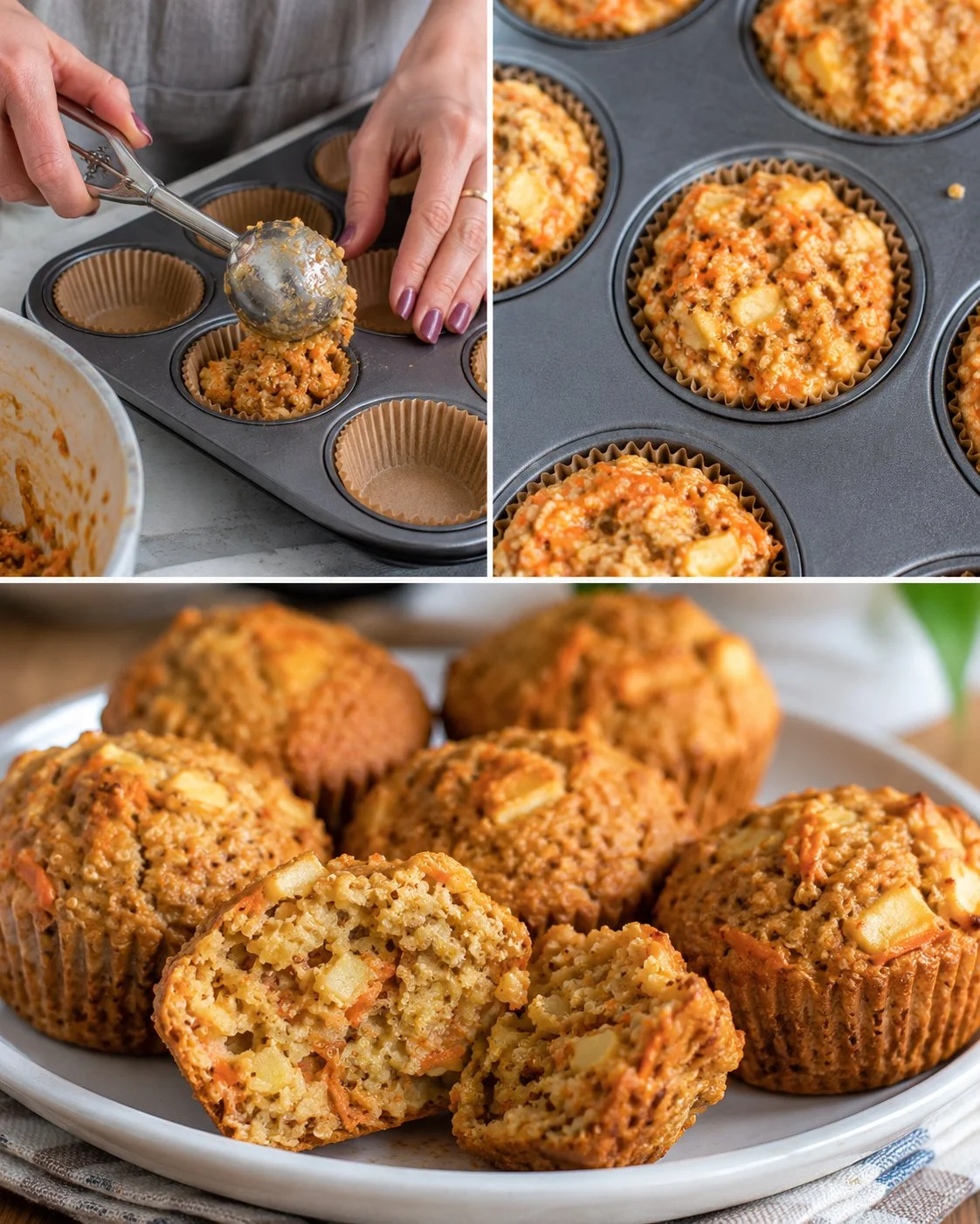 Carrot Apple Quinoa Breakfast Muffins - healthy breakfast muffins recipe
