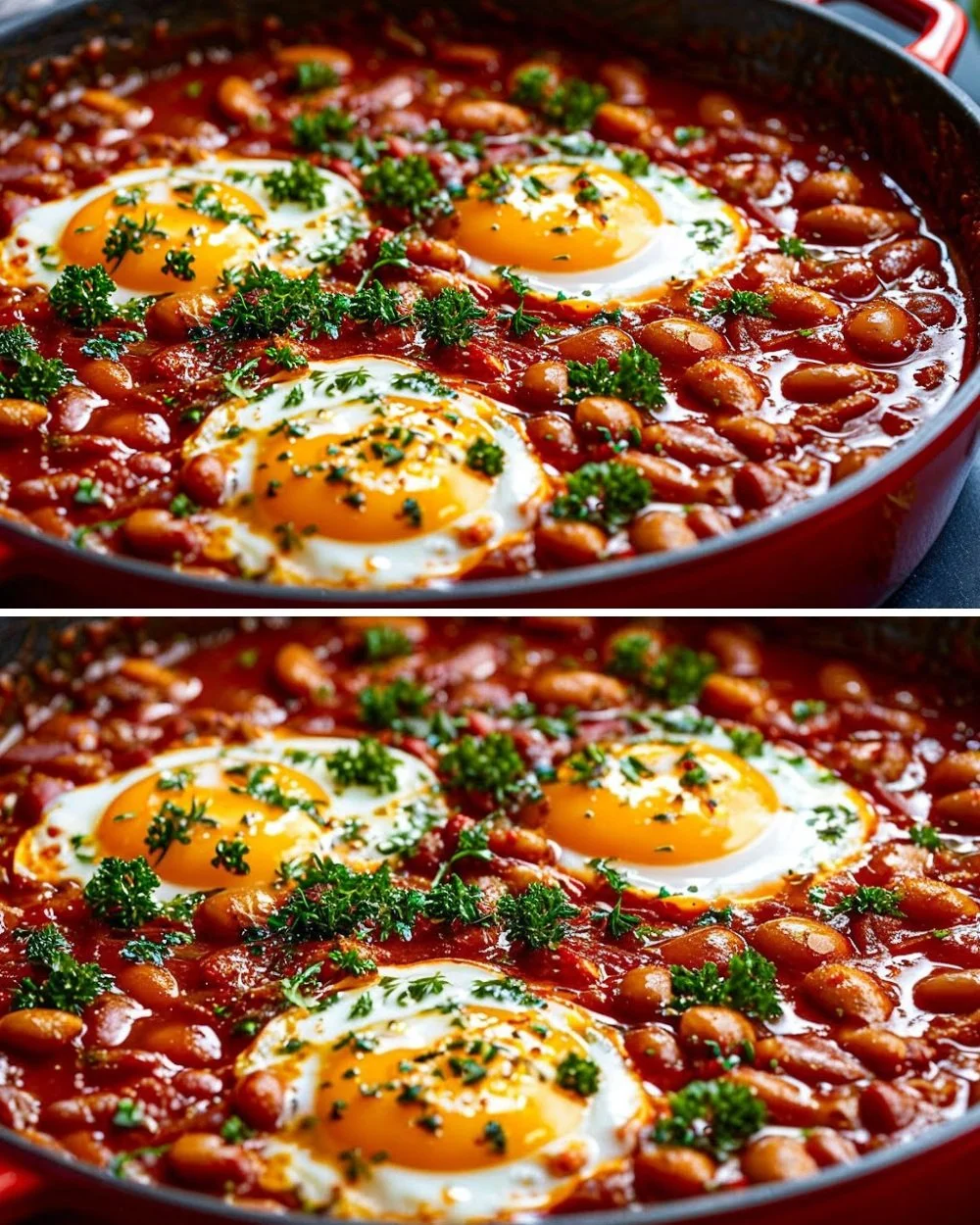 Crispy bacon and beans dish served on a plate