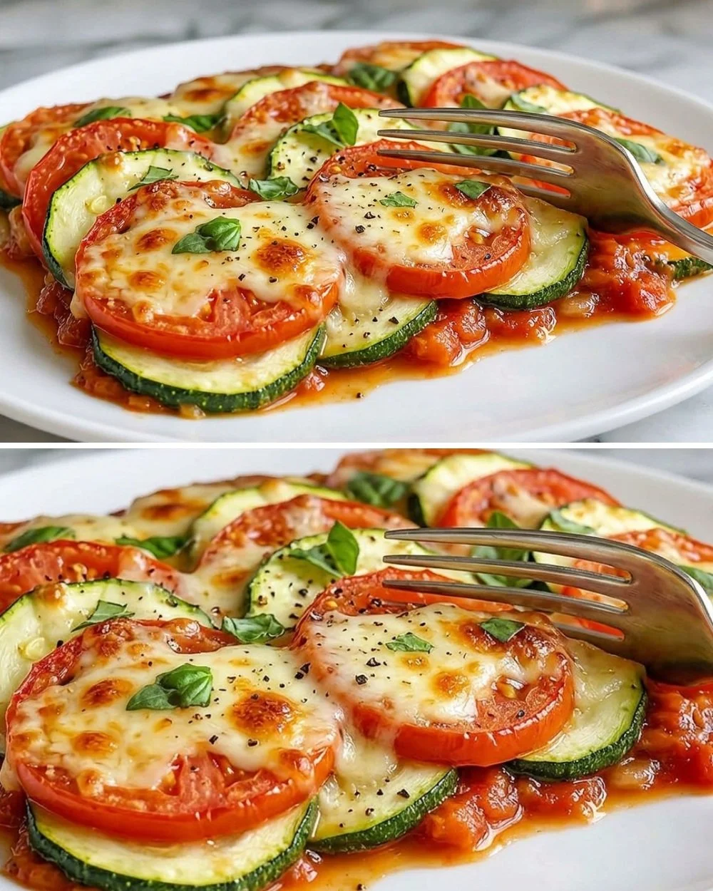 Delicious easy Italian stuffed zucchini recipe on a plate