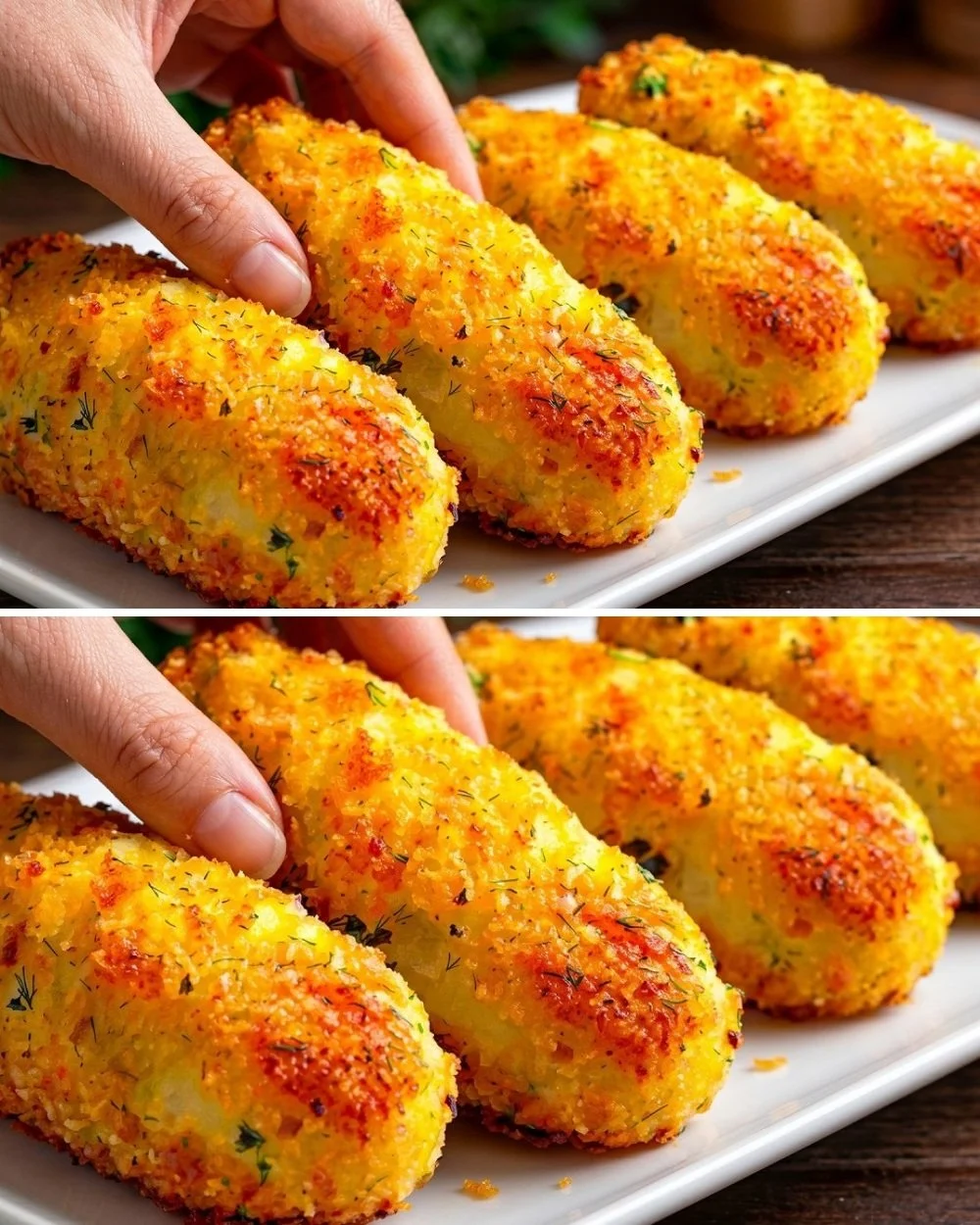 Freshly cooked zucchini and potato cutlets served on a plate
