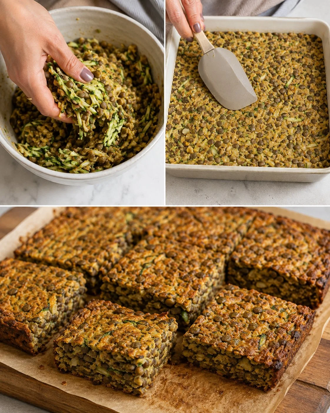 Delicious Lentil Zucchini Tray Bake fresh out of the oven