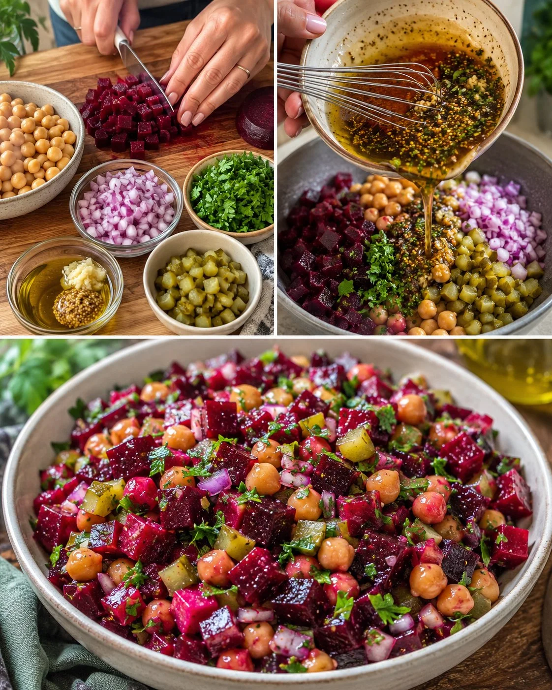 Mediterranean Beet Chickpea Salad with vibrant colors and fresh ingredients
