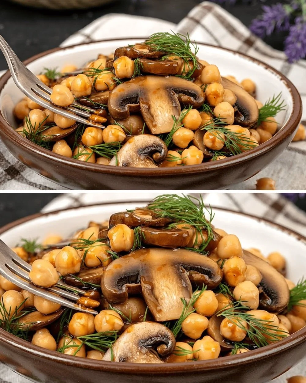 Mushrooms and chickpeas dish for a healthy vegetarian dinner