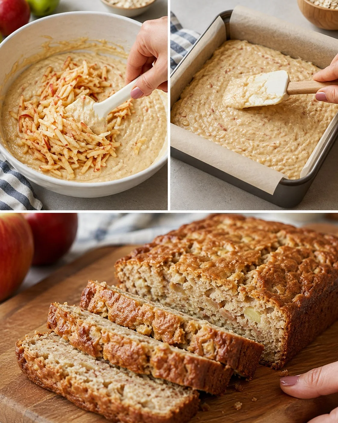 No-Sugar Apple Yogurt Snack Cake with fresh apples and yogurt topping